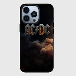 Чехол для iPhone 13 Pro ACDC металлический лого, цвет: 3D-черный