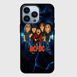 Чехол для iPhone 13 Pro ACDC мультяшный стиль группы, цвет: 3D-черный