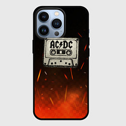 Чехол для iPhone 13 Pro ACDC лого на кассете, цвет: 3D-черный