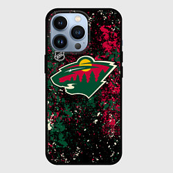 Чехол для iPhone 13 Pro Minnesota Wild NHL black, цвет: 3D-черный