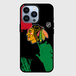 Чехол для iPhone 13 Pro Чикаго Блэкхокс - брызги красок, цвет: 3D-черный