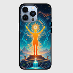 Чехол iPhone 13 Pro Светящаяся оранжевая фигура и круг: энергетическое