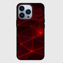 Чехол для iPhone 13 Pro Красные полигоны с неоном, цвет: 3D-черный