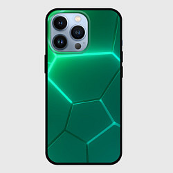 Чехол для iPhone 13 Pro Зеленые неоновые плитки, цвет: 3D-черный