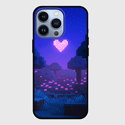 Чехол для iPhone 13 Pro Ночной лес Minecraft с сердечком луной, цвет: 3D-черный