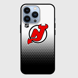 Чехол для iPhone 13 Pro Нью Джерси Девилз - из белого в черный, цвет: 3D-черный
