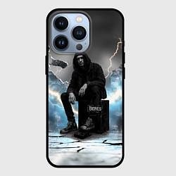 Чехол для iPhone 13 Pro Bones на фоне молний, цвет: 3D-черный