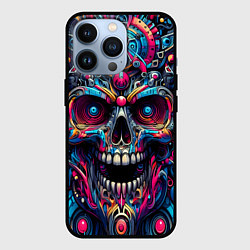 Чехол для iPhone 13 Pro Colorful cyber skull - pattern, цвет: 3D-черный