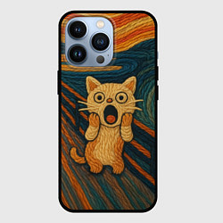 Чехол для iPhone 13 Pro Котик Крик - вязаный нейроарт, цвет: 3D-черный