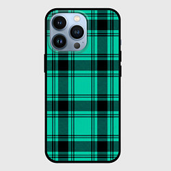 Чехол для iPhone 13 Pro Checkered turquoise, цвет: 3D-черный