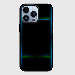 Чехол для iPhone 13 Pro Neon green light blue, цвет: 3D-черный