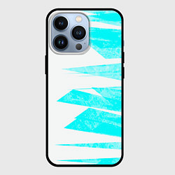 Чехол для iPhone 13 Pro Color white light blue stripe, цвет: 3D-черный
