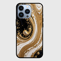 Чехол для iPhone 13 Pro Черный агат и жидкое золото, цвет: 3D-черный