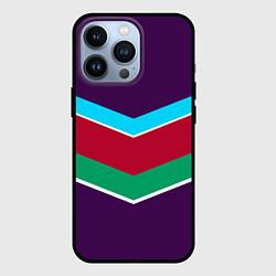 Чехол для iPhone 13 Pro Фиолетовый с полосами, цвет: 3D-черный