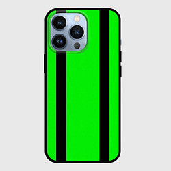 Чехол для iPhone 13 Pro Color black and green stripes, цвет: 3D-черный