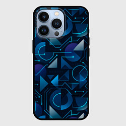 Чехол для iPhone 13 Pro Футуристическая сине-фиолетовая абстракция с хакер, цвет: 3D-черный