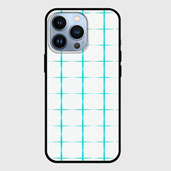 Чехол для iPhone 13 Pro Color white light blue crosses, цвет: 3D-черный