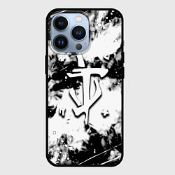 Чехол для iPhone 13 Pro Doom краски всплеск белые, цвет: 3D-черный