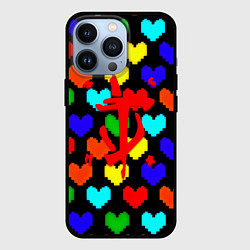 Чехол для iPhone 13 Pro Doom love pixel pattern, цвет: 3D-черный