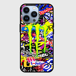 Чехол для iPhone 13 Pro Monster energy бренды стикеры, цвет: 3D-черный