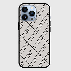 Чехол для iPhone 13 Pro Три буквы: паттерн на бежевом, цвет: 3D-черный