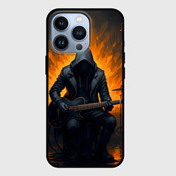 Чехол iPhone 13 Pro Гитарист играющий в пламени