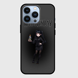 Чехол для iPhone 13 Pro Уэнсдей стоит и держит пузырек яда, цвет: 3D-черный