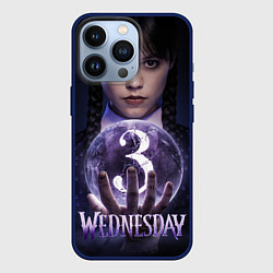 Чехол для iPhone 13 Pro Уэнсдэй и вещь с хрустальным шаром, цвет: 3D-тёмно-синий
