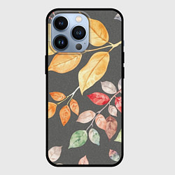 Чехол для iPhone 13 Pro Шумный листопад на сером, цвет: 3D-черный