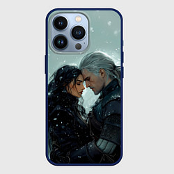 Чехол для iPhone 13 Pro Йеннифэр и Геральт в обнимку, цвет: 3D-тёмно-синий