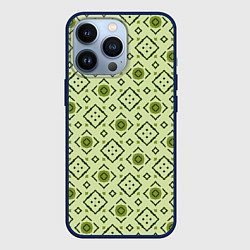 Чехол для iPhone 13 Pro Квадраты и ромбы в узоре, цвет: 3D-тёмно-синий