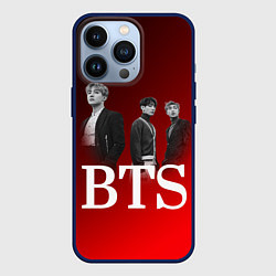 Чехол для iPhone 13 Pro BTS красно-черный фон, цвет: 3D-тёмно-синий
