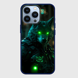 Чехол для iPhone 13 Pro Киберпанк волк, цвет: 3D-тёмно-синий