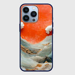 Чехол для iPhone 13 Pro Японский пейзаж абстракция, цвет: 3D-тёмно-синий