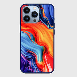 Чехол для iPhone 13 Pro Красно-синие масляные краски смешение абстракция, цвет: 3D-тёмно-синий