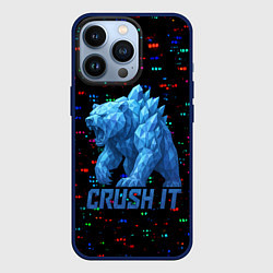 Чехол для iPhone 13 Pro Медведь из кристаллов, цвет: 3D-тёмно-синий