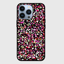 Чехол для iPhone 13 Pro Тёмно-розовый абстрактный в мелкую крапинку, цвет: 3D-черный