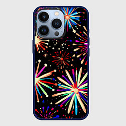 Чехол для iPhone 13 Pro Абстракция с салютами, цвет: 3D-тёмно-синий
