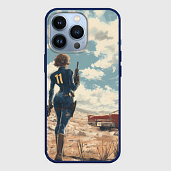 Чехол для iPhone 13 Pro Fallout девушка в пустоши, цвет: 3D-тёмно-синий