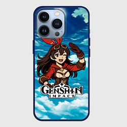 Чехол для iPhone 13 Pro Эмбер из Genshin Impact в облаках, цвет: 3D-тёмно-синий