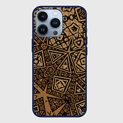 Чехол для iPhone 13 Pro Золотая метаморфоза на черном, цвет: 3D-тёмно-синий