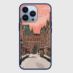 Чехол для iPhone 13 Pro Новогодний Московский двор, цвет: 3D-тёмно-синий