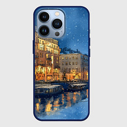 Чехол для iPhone 13 Pro Новогодняя ночь Санкт-Петербурга, цвет: 3D-тёмно-синий