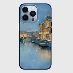 Чехол для iPhone 13 Pro Новогодний Питер, цвет: 3D-тёмно-синий