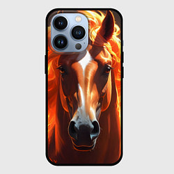 Чехол для iPhone 13 Pro Статная огненная лошадь, цвет: 3D-черный