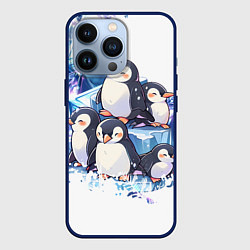 Чехол для iPhone 13 Pro Пингвины и лёд, цвет: 3D-тёмно-синий