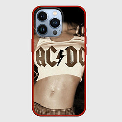 Чехол для iPhone 13 Pro AC/DC Girl, цвет: 3D-красный