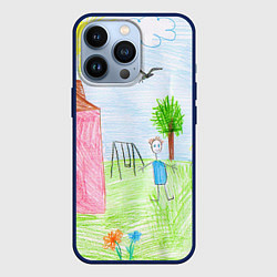 Чехол для iPhone 13 Pro Детские рисунки, цвет: 3D-тёмно-синий