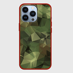 Чехол для iPhone 13 Pro Полигональный камуфляж, цвет: 3D-красный
