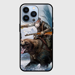 Чехол для iPhone 13 Pro Русский воин на медведе, цвет: 3D-черный